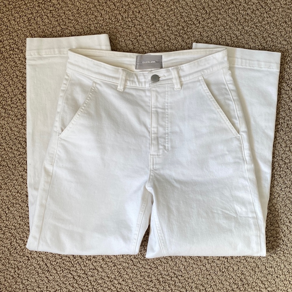 Everlane white straight leg cropped pants - size 4